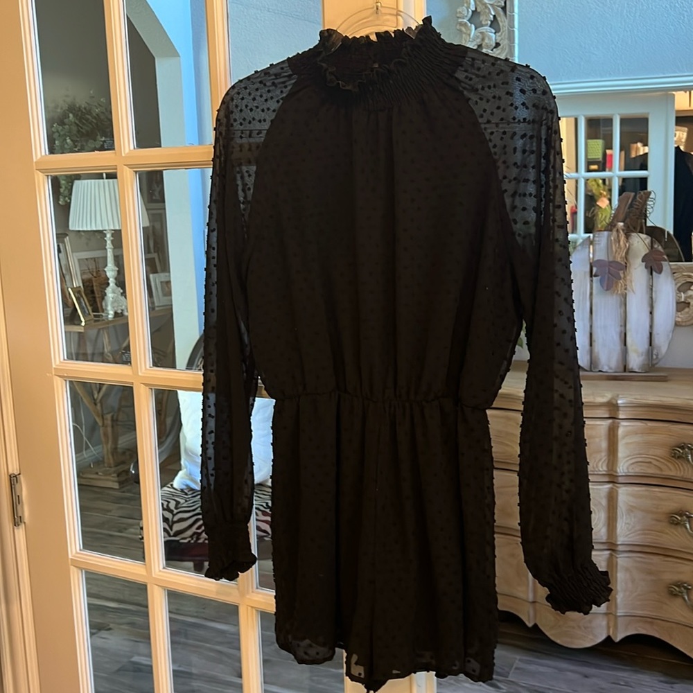 Size L Black with Sheer sleeves Everly Romper Holiday